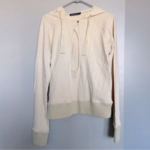 Nicholas K Button Neck Cutout Hoodie in Beige/Off White Medium ✨